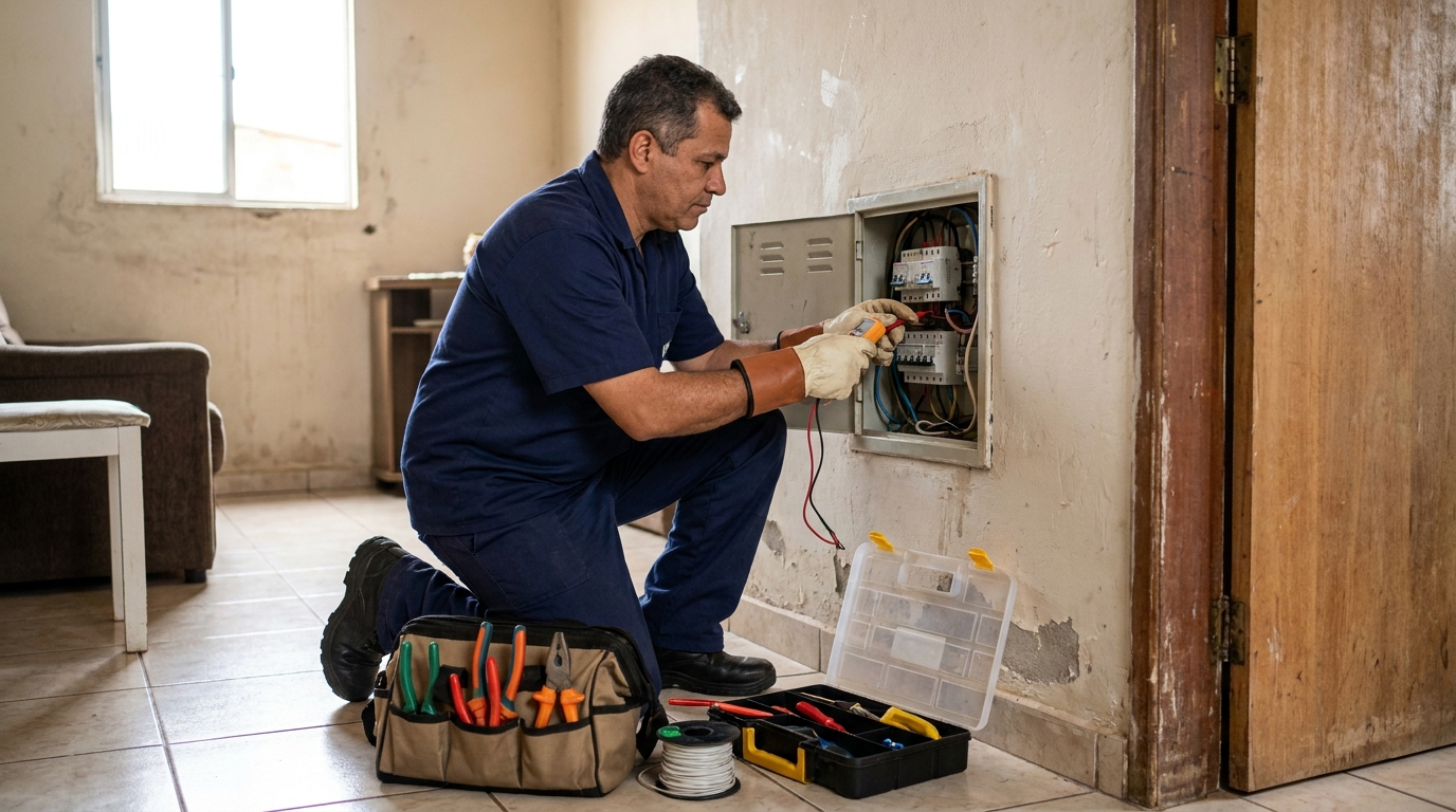 Eletricista e suas ferramentas em Joinville‑SC